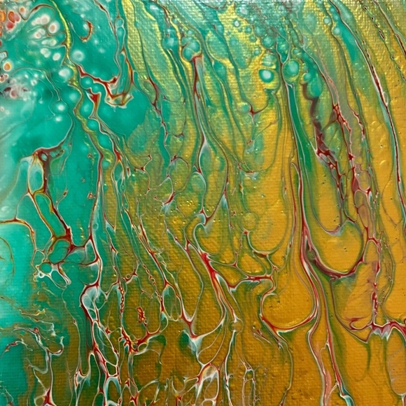 Original Acrylic Pour/Swipe Painting 10”x10” - Picture 3 of 4